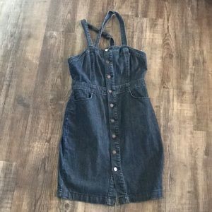 Universal Threads, deep blue, denim dress, with bronze buttons.
